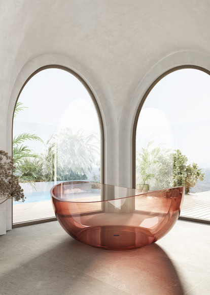 Ванна из полиэфирной смолы Abber Kristall 150х150 AT9705Koralle Розовая без гидромассажа