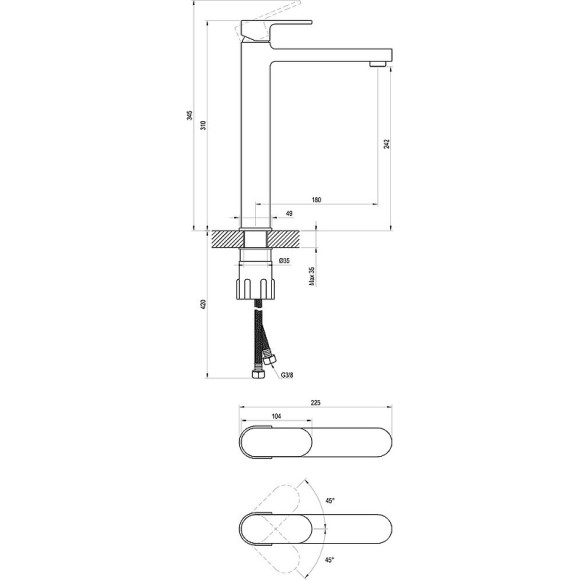 Смеситель для раковины Ravak Chrome CR 015.20BL X070429 Черный матовый Смеситель для раковины Ravak Chrome CR 015.20BL X070429 Черный матовый