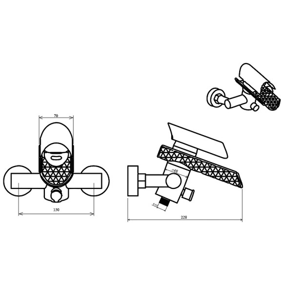 Смеситель для ванны Boheme Hypnose 233-CR Хром Смеситель для ванны Boheme Hypnose 233-CR Хром