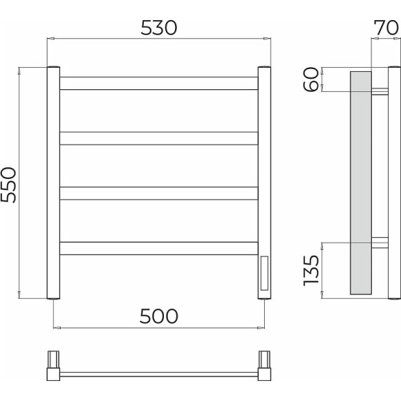 Электрический полотенцесушитель Terminus Ното П4 500х550 4670078544513 Хром