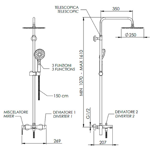 Душевая система Remer Energy EY34A8MPUFM25G Хром Душевая система Remer Energy EY34A8MPUFM25G Хром