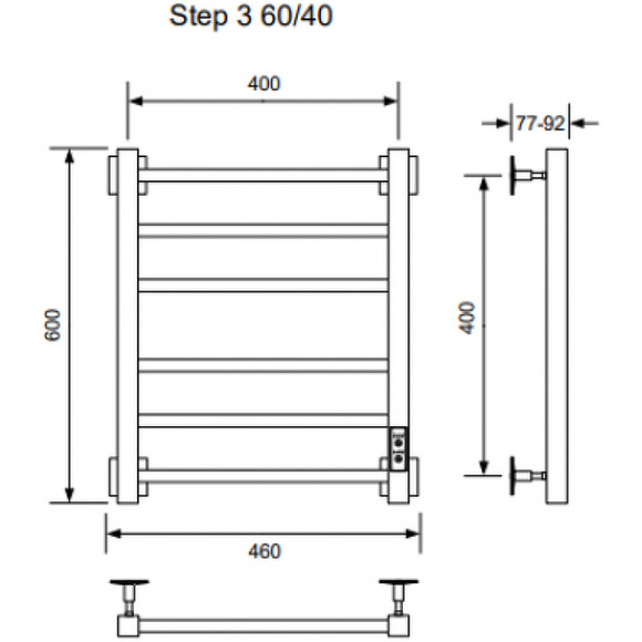 Электрический полотенцесушитель Ника Step-3 60/40 U Черный матовый