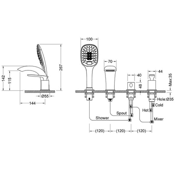 Смеситель на борт ванны Timo Helmi 4020/03Y Черный