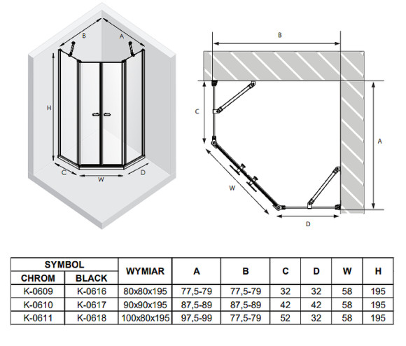 Душевой уголок New Trendy New Soleo Black 100х80 K-0618 профиль Черный стекло прозрачное Душевой уголок New Trendy New Soleo Black 100х80 K-0618 профиль Черный стекло прозрачное