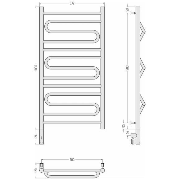 Электрический полотенцесушитель Сунержа Элегия 3.0 1000x500 L 30-5818-1050 Белый матовый Электрический полотенцесушитель Сунержа Элегия 3.0 1000x500 L 30-5818-1050 Белый матовый