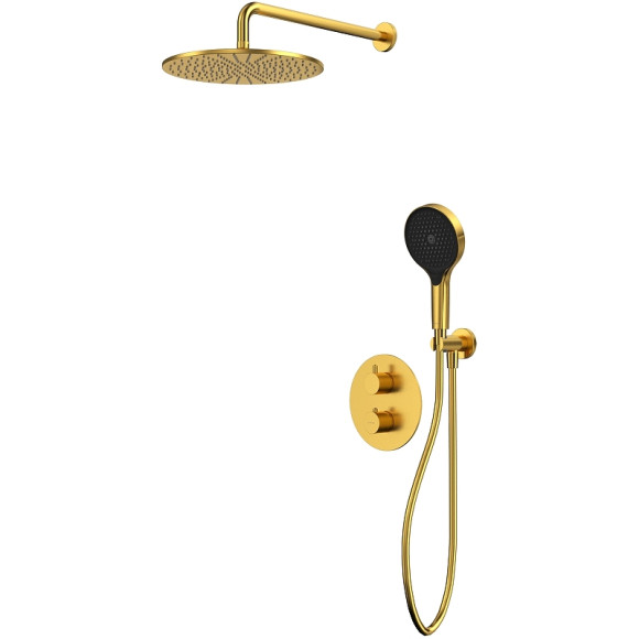 Душевая система Whitecross Y brushed gold YSET08TOPGLB с термостатом Брашированное золото