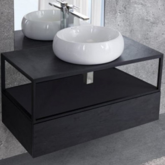 Столешница под раковину Cezares Cadro 80 CADRO-80-HPL-NRM Черная матовая Столешница под раковину Cezares Cadro 80 CADRO-80-HPL-NRM Черная матовая