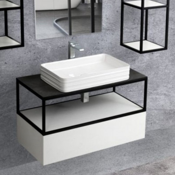 Столешница под раковину Cezares Cadro 80 CADRO-80-HPL-NRM Черная матовая Столешница под раковину Cezares Cadro 80 CADRO-80-HPL-NRM Черная матовая