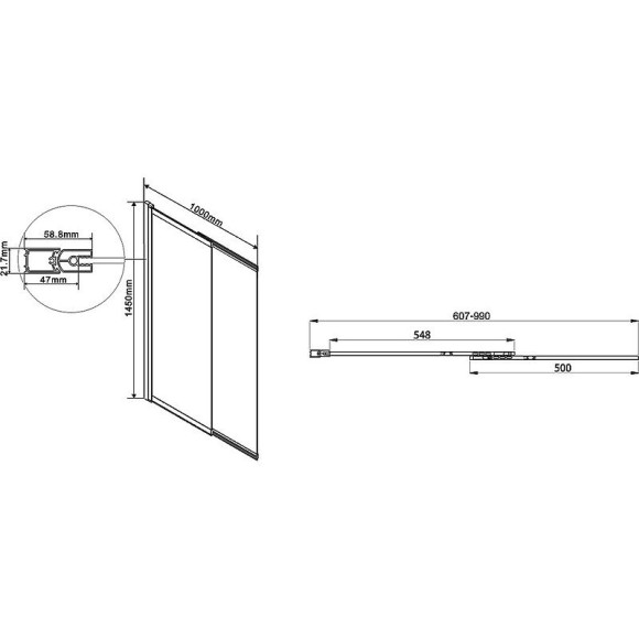 Шторка на ванну Vincea VSB 100х145 VSB-1E100CLB профиль Черный матовый стекло прозрачное