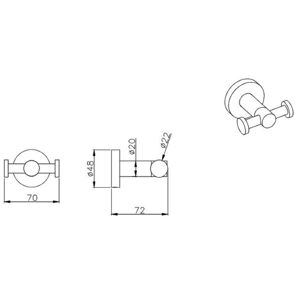 Двойной крючок Aquatek AQ4002CR Хром Двойной крючок Aquatek AQ4002CR Хром