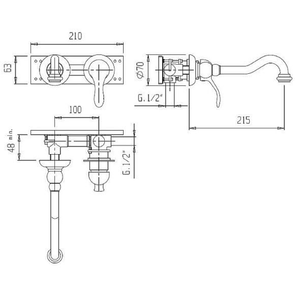 Смеситель для раковины Cezares Margot MARGOT-BLS1-01-Bi Хром