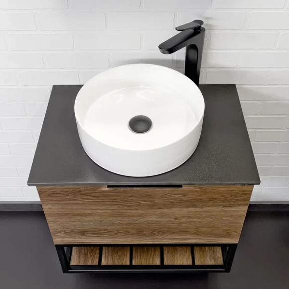 Тумба с раковиной Comforty Порто 60 00-00010676 подвесная Дуб темно-коричневый