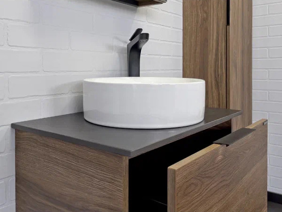 Тумба с раковиной Comforty Порто 60 00-00010676 подвесная Дуб темно-коричневый