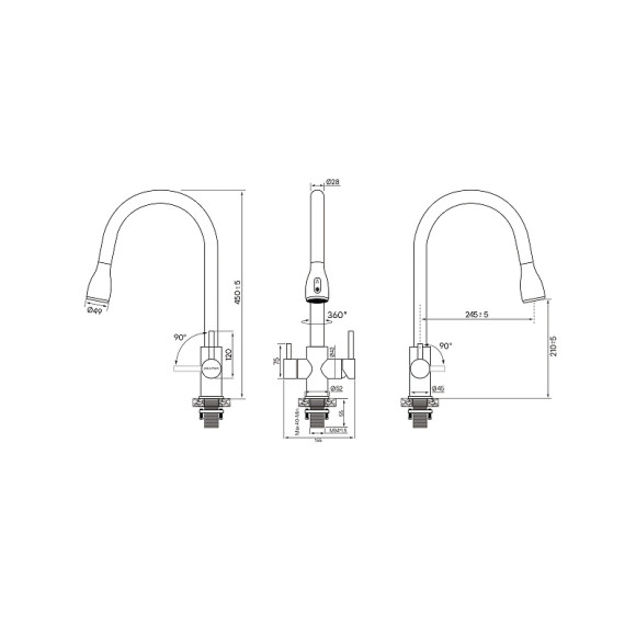 Смеситель для кухни Paulmark Lange La214212-401 Антрацит