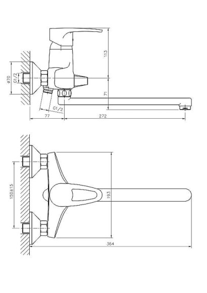 Смеситель для ванны Haiba HB2265 универсальный Хром Смеситель для ванны Haiba HB2265 универсальный Хром