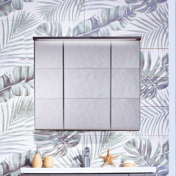 Зеркальный шкаф Бриклаер Кристалл 75 4627125414916 с подсветкой Ясень Анкор темный