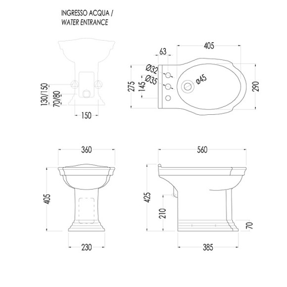 Биде Devon&Devon Westminster IBBID3FWES Белое Биде Devon&Devon Westminster IBBID3FWES Белое