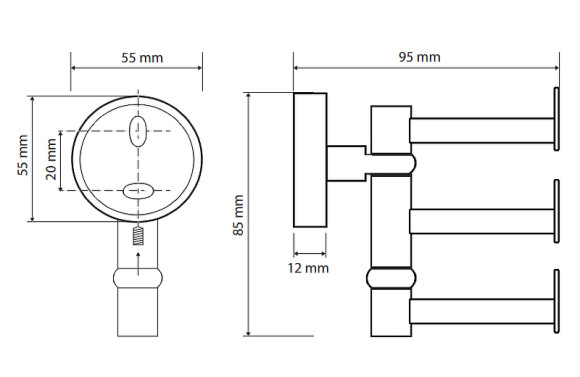 Тройной крючок Bemeta Omega 104106072 поворотный Хром Тройной крючок Bemeta Omega 104106072 поворотный Хром
