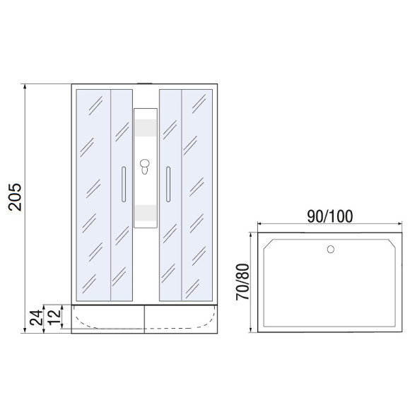 Душевая кабина River Quadro 90x70 МТ Б/К 10000002984 с поддоном Душевая кабина River Quadro 90x70 МТ Б/К 10000002984 с поддоном