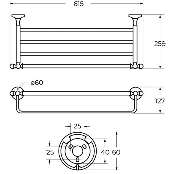 Полка для полотенец Art&Max Antic Crystal AM-E-2622SJ-Br Бронза