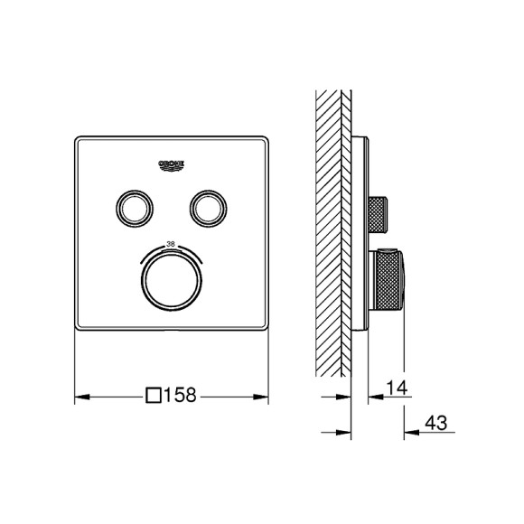 Смеситель для душа Grohe Grohtherm SmartControl 29156LS0 с термостатом Белая луна Смеситель для душа Grohe Grohtherm SmartControl 29156LS0 с термостатом Белая луна