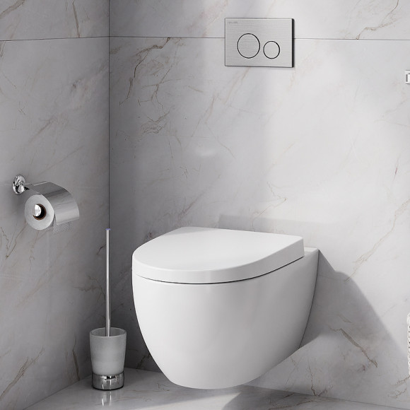Комплект унитаза AM.PM Awe C111738WH+C117852WH с инсталляцией Grohe Rapid SL 38772001 с сиденьем Микролифт и клавишей смыва Хром