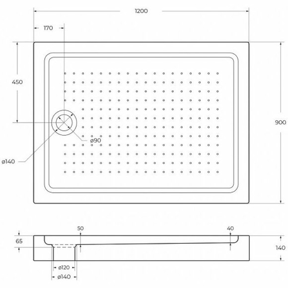 Акриловый поддон для душа BelBagno Tray 120x90 TRAY-BB-AH-120/90-15-W Белый