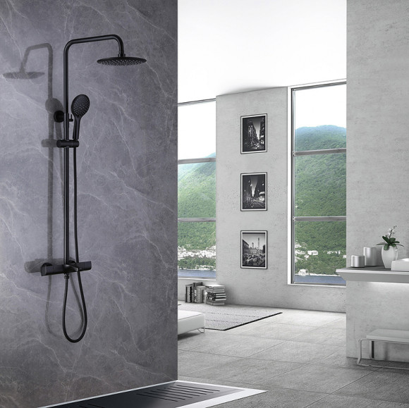 Душевая система Abber Thermostat AF8516B Черная матовая Душевая система Abber Thermostat AF8516B Черная матовая