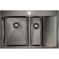 Кухонная мойка Paulmark Kroner 78/2SF PM227851-GML Вороненая сталь Кухонная мойка Paulmark Kroner 78/2SF PM227851-GML Вороненая сталь