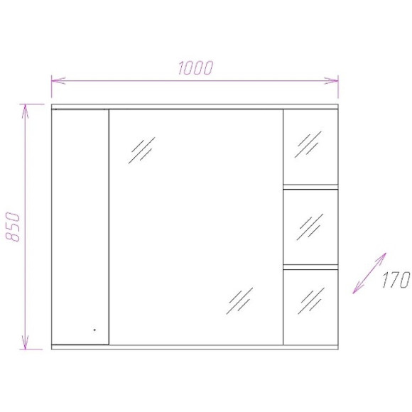Зеркало со шкафом Onika Эльбрус 100.02 R 210004 с подсветкой Белое Зеркало со шкафом Onika Эльбрус 100.02 R 210004 с подсветкой Белое