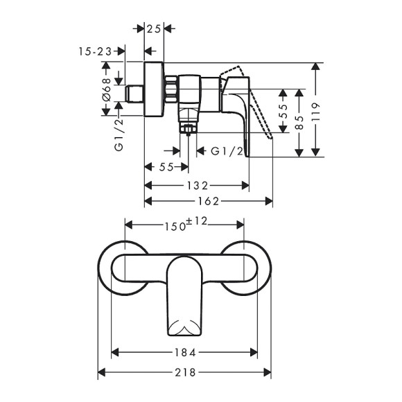 Смеситель для душа Hansgrohe Rebris E 72650670 Черный матовый
