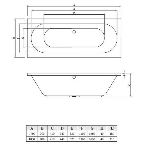 Акриловая ванна C-Bath Cora 180x80 CBQ001002 без гидромассажа Акриловая ванна C-Bath Cora 180x80 CBQ001002 без гидромассажа