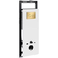 Инсталляция WasserKRAFT Salm 27TLT.010.ME.WH.MG01 для унитаза Белое стекло с клавишей смыва Золото матовое