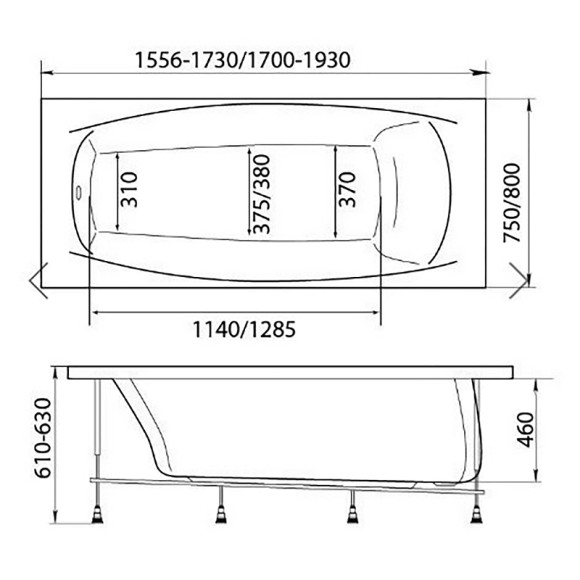 Акриловая ванна Marka One Pragmatika 173х75 01пр17375 без гидромассажа Акриловая ванна Marka One Pragmatika 173х75 01пр17375 без гидромассажа