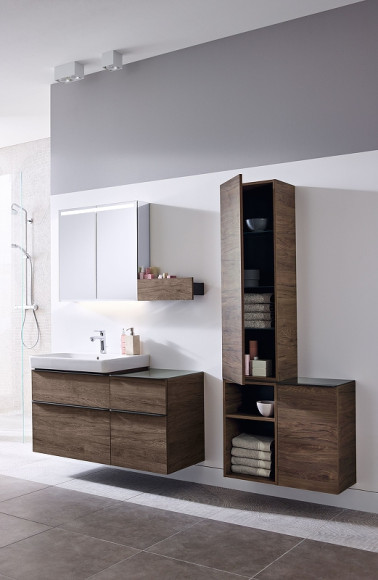 Шкаф пенал Geberit Smyle Square 36 500.361.JR.1 подвесной Пекан