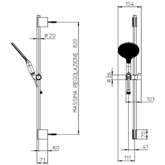 Душевой гарнитур Bossini Apice DA5059-N.073 Черный матовый Душевой гарнитур Bossini Apice DA5059-N.073 Черный матовый