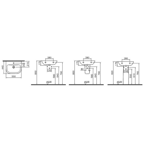 Раковина Vitra S20 55 5502B003-0001 Белая