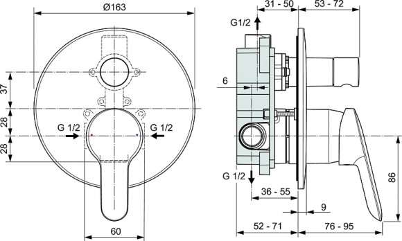 Смеситель для душа Ideal Standard Dot 2.0 A7165AA Хром
