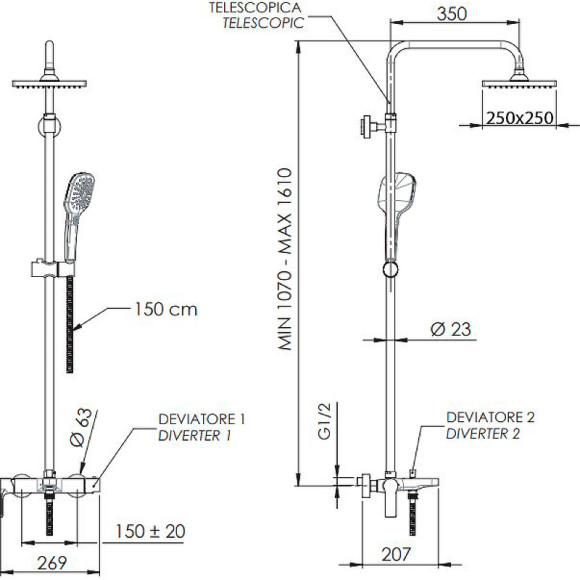 Душевая система Remer Energy EY34ASD25 Хром Душевая система Remer Energy EY34ASD25 Хром