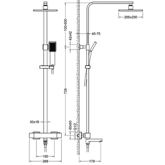 Душевая система Timo Tetra-thermo SX-0169/17 с термостатом Золото матовое Душевая система Timo Tetra-thermo SX-0169/17 с термостатом Золото матовое