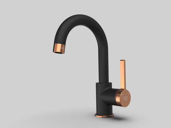 Смеситель для раковины GPD Gildo MTL165-S-R Черный Розовое золото