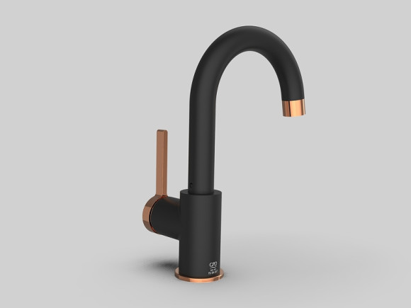 Смеситель для раковины GPD Gildo MTL165-S-R Черный Розовое золото