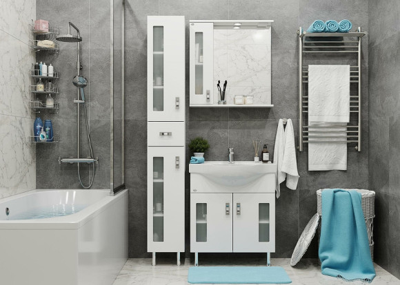 Зеркало со шкафом Onika Кристалл 67.02 206705 с подсветкой Белое