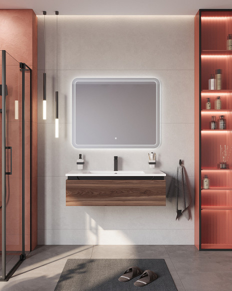 Тумба под раковину Cezares Slider 100 SLIDER-1000-1C-SO-NA-P подвесная Орех дымчатый