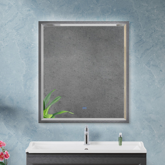 Зеркало Cezares Interni 80 CZR-SPC-INT-800-900-LED-TCH-WARM-TIT с подсветкой Tитан с сенсорным выключателем и подогревом