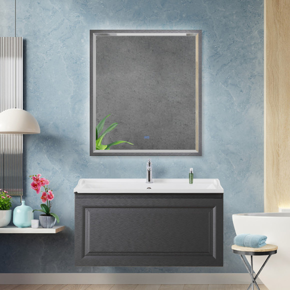 Зеркало Cezares Interni 80 CZR-SPC-INT-800-900-LED-TCH-WARM-TIT с подсветкой Tитан с сенсорным выключателем и подогревом