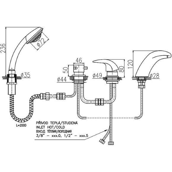Смеситель на борт ванны Rav Slezak Dunaj D471.5PCMAT Черный матовый Смеситель на борт ванны Rav Slezak Dunaj D471.5PCMAT Черный матовый