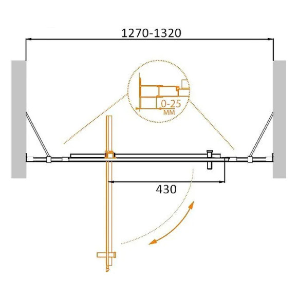 Душевая дверь Cezares Molveno 130 MOLVENO-BA-12-70+60-C-Cr-IV профиль Хром стекло прозрачное