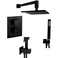 Душевой комплект Paffoni Elle KITZLEQ518NO/M с термостатом из душевой системы с гигиеническим душем Черный матовый Душевой комплект Paffoni Elle KITZLEQ518NO/M с термостатом из душевой системы с гигиеническим душем Черный матовый