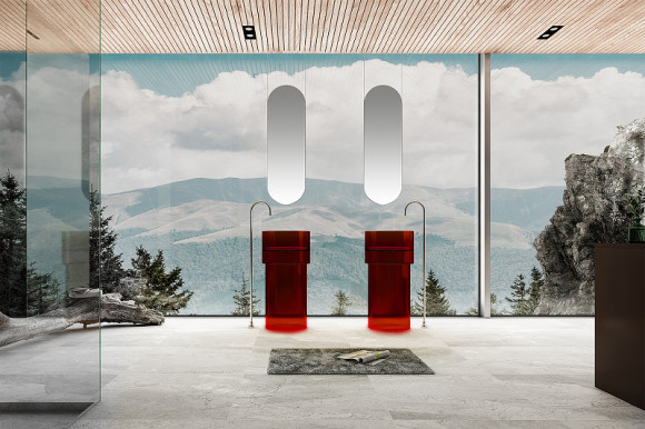 Раковина Abber Kristall 45 AT2701Rubin-H Красная Раковина Abber Kristall 45 AT2701Rubin-H Красная